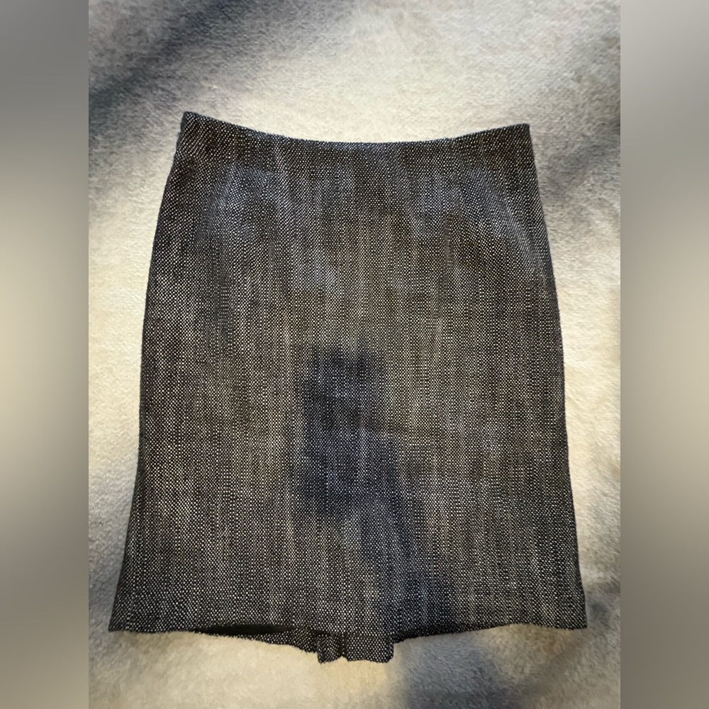 (B2) Banana‎ Republic Black White Tweed Back Pleat Career Office Pencil Skirt 6